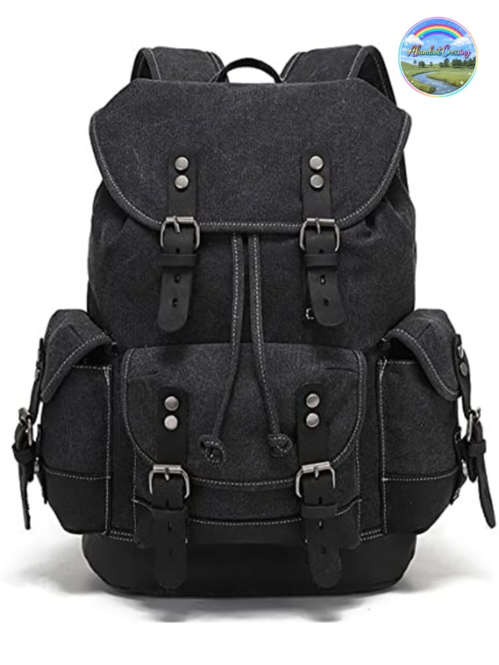 Sapcious Durable Waxed Canvas Leather Backpack Rucksack for Travel College